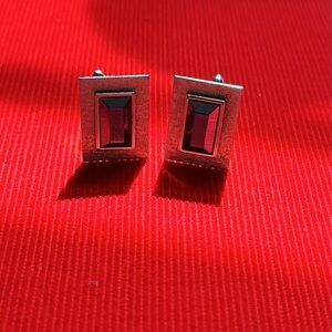 *Host Pick* Vintage Silver Deep Blue Gemstone Square Cufflinks